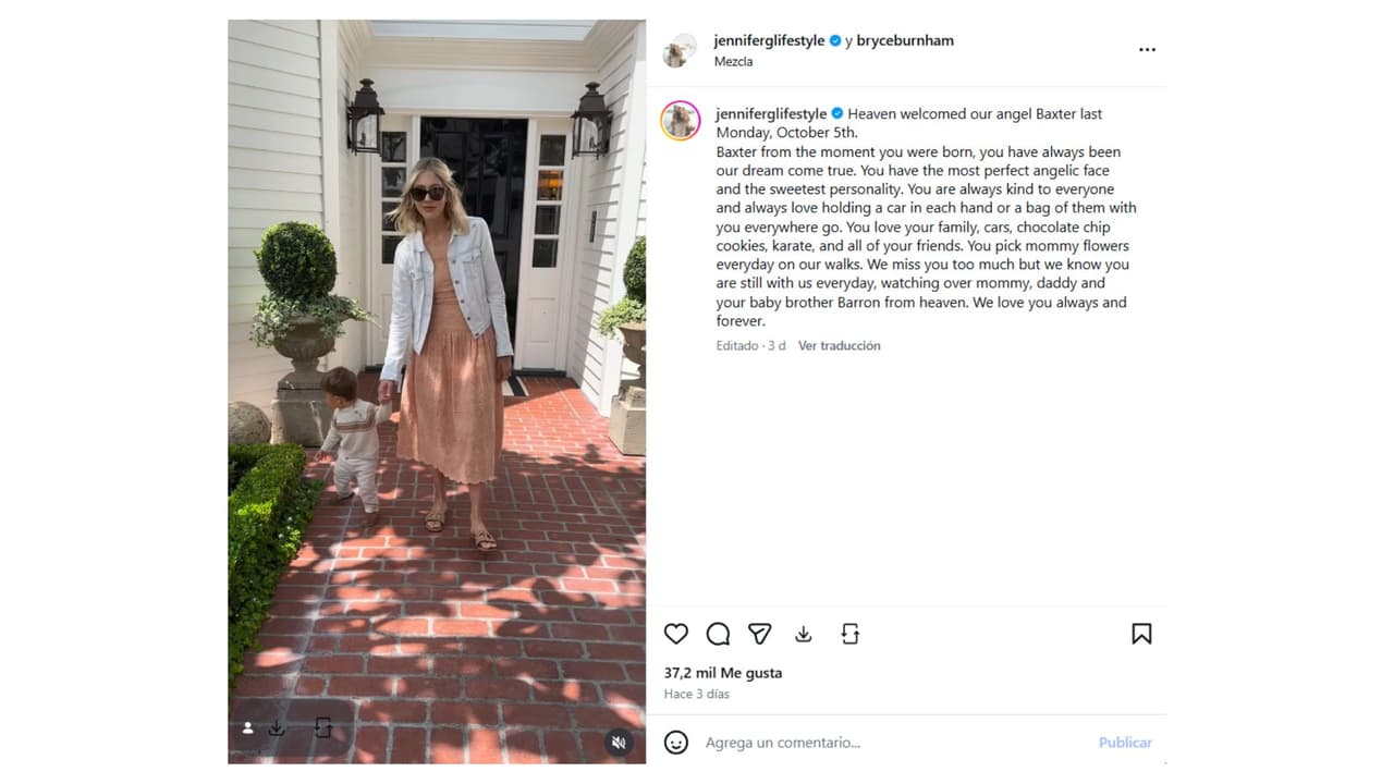 El hijo de Jennifer Burnham fue diagnosticado con glioma difuso de la línea media.