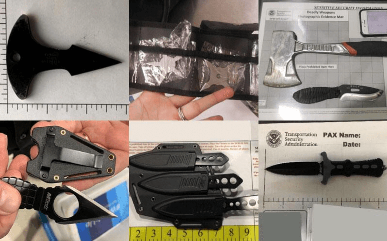 Estas son algunas de las armas blancas incautadas por TSA en los aeropuertos de EEUU.