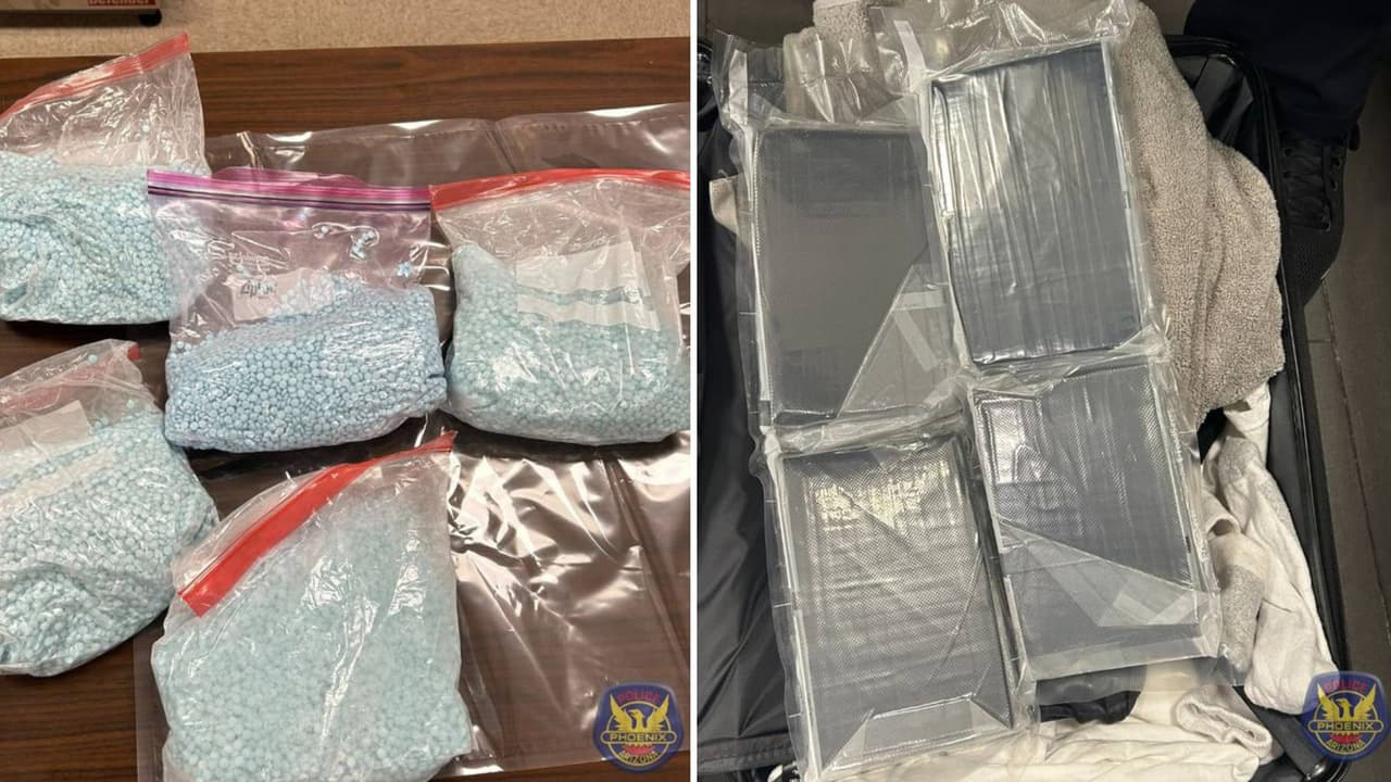 Hallan 50,000 pastillas de fentanilo y droga en polvo en el equipaje de una mujer que viajaría de Phoenix a Atlanta