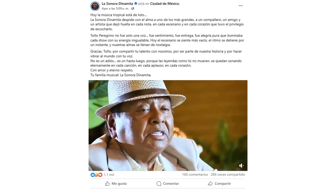 Así se reportó la muerte del vocalista de La Sonora Dinamita.