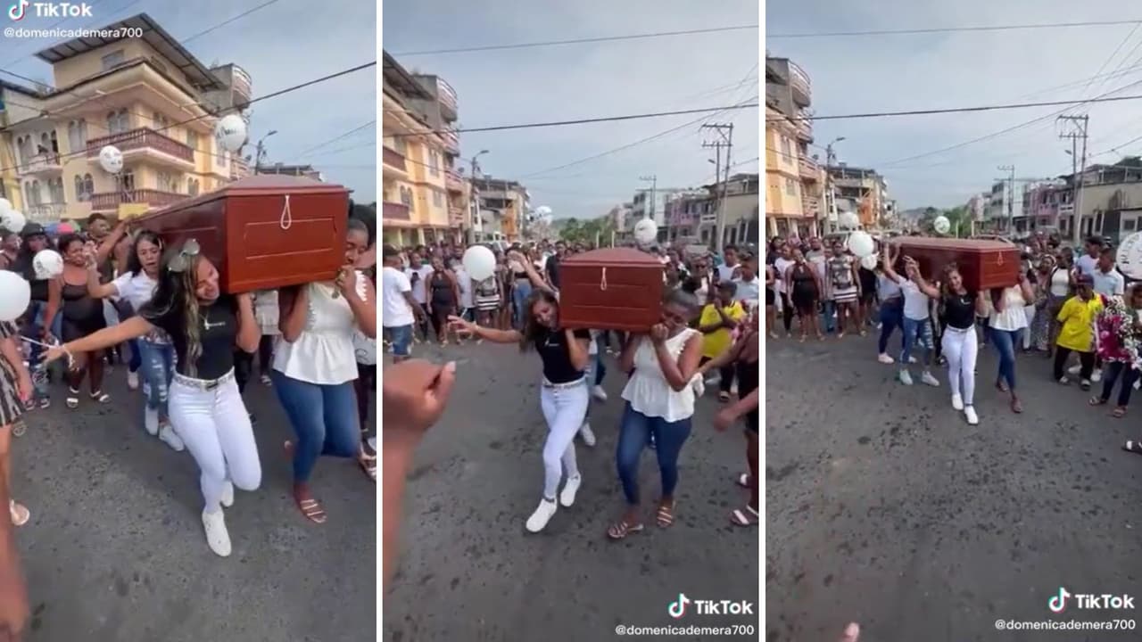 Despiden a su amiga bailando reggaetón con ataúd a cuestas