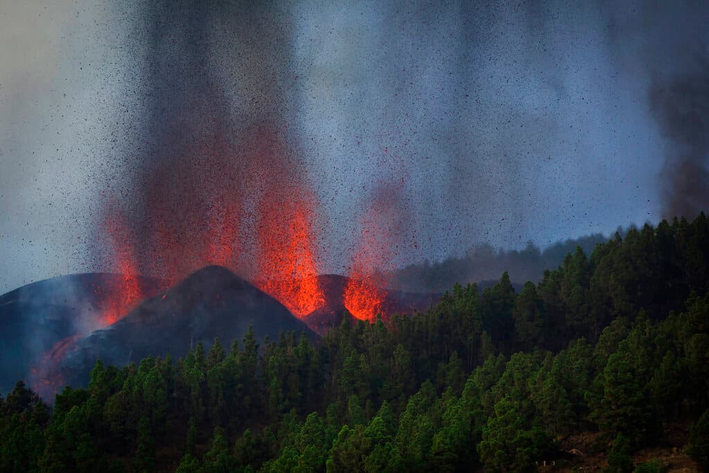 <b>El volcán <a href="https://elpais.com/ciencia/2021-09-19/las-claves-del-volcan-de-cumbre-vieja-por-que-se-ha-producido-esta-erupcion-en-la-palma-cuanto-puede-durar.html" target="_blank">Cumbre Vieja</a> hizo erupción este fin de semana</b> produciendo
<b>lenguas de lava de casi 20 pies</b> en
<a href="https://www.univision.com/noticias/un-volcan-en-canarias-entra-en-erupcion-por-primera-vez-en-medio-siglo-video">la isla de la Palma</a>, ubicada en el archipiélago español de las Islas Canarias, en el noroeste de África. La destrucción material que deja a su paso es ya visible, pero por el momento no hay víctimas.