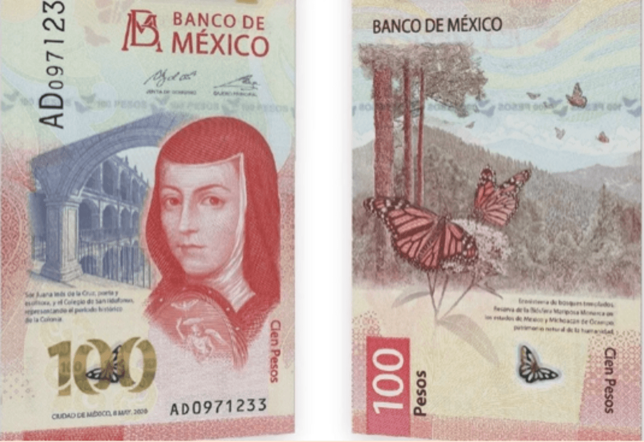 <h3 class="cms-H3-H3">Sor Juana Inés de la Cruz (1648 - 1695)</h3>
<br>
<br>🪙
<b> Conocida como: </b>escritora.
<br>
<br>🪙
<b>País: </b>México.
<br>
<br>🪙
<b>Denominación: </b>100 pesos mexicanos.
<br>