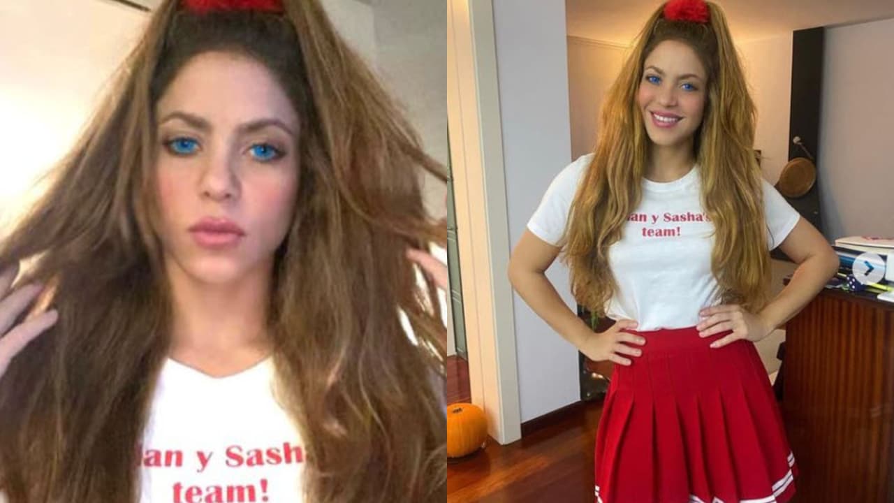 Shakira se disfrazó de animadora para este Halloween.