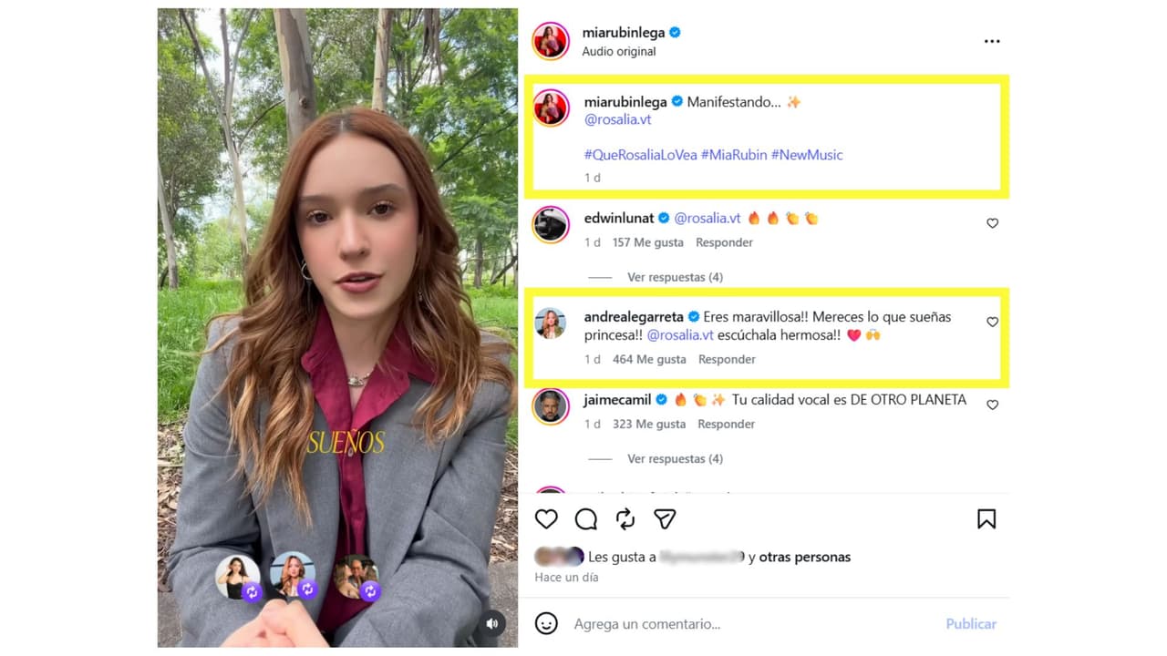 El mensaje de Mía Rubín a la cantante Rosalía.