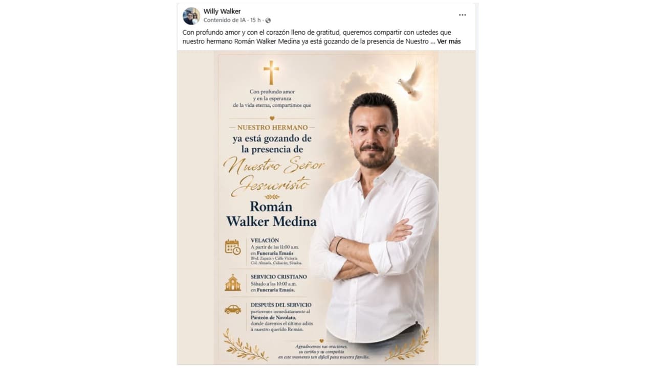 Así se informó la muerte del actor Román Walker Medina.
