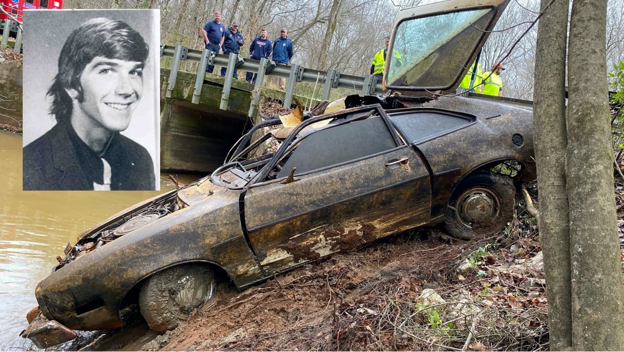 Hallan restos humanos en un auto en el que viajaba un estudiante universitario desaparecido hace 45 años.