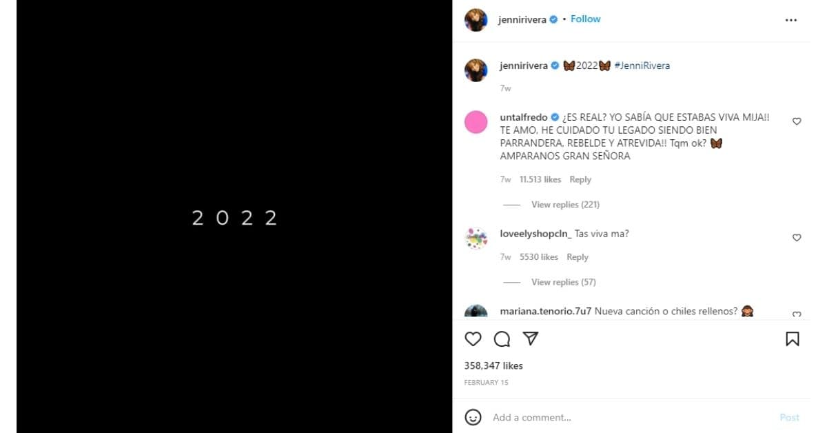 publicación de Jenni Rivera en redes sociales