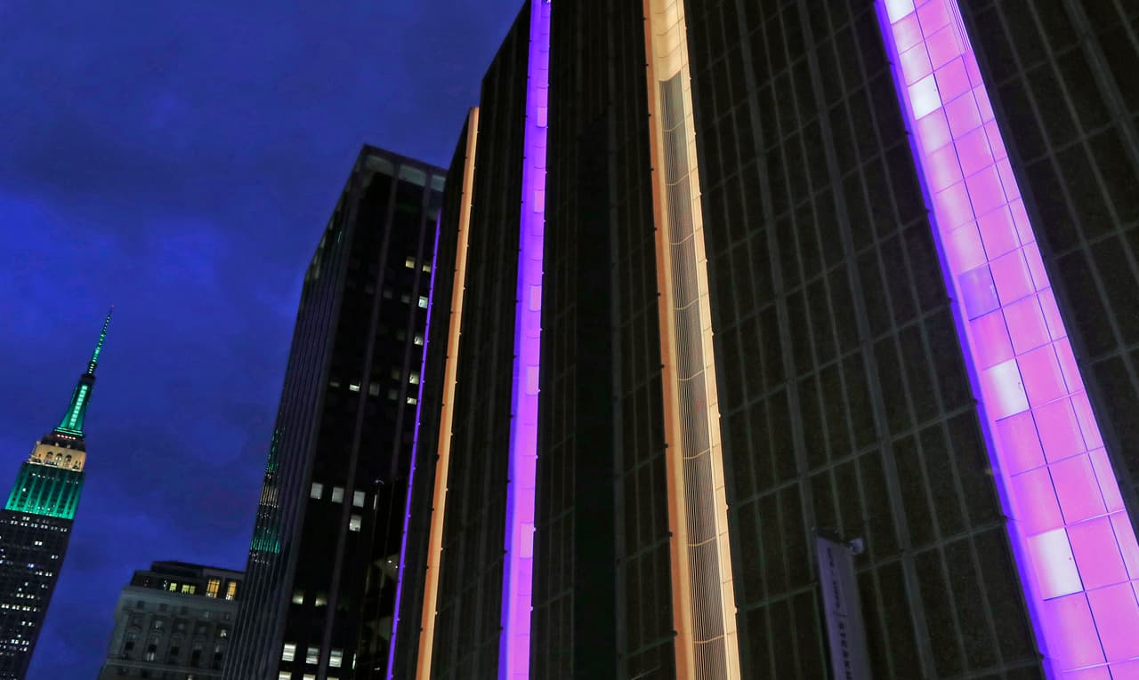 Así luce el Madison Square Garden, un pabellón deportivo multiusos situado en el distrito de Manhattan, en Nueva York.