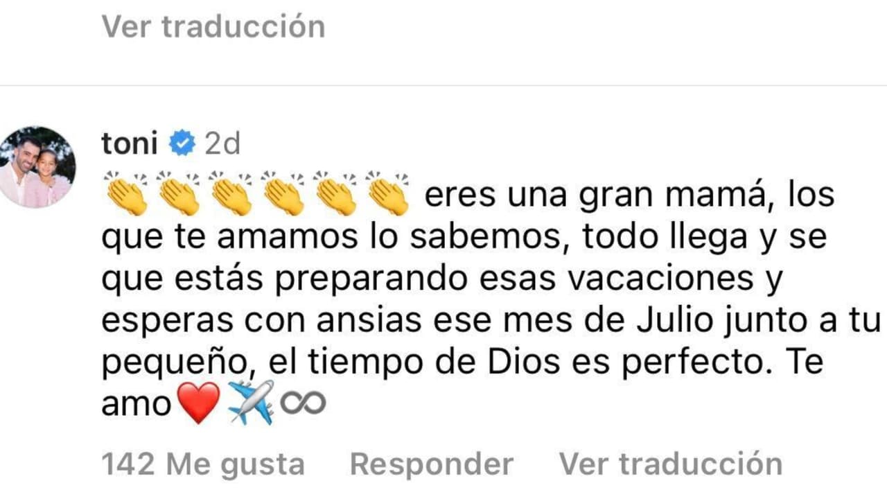 Este fue el mensaje de apoyo que Toni Costa le dio a su novia Evelyn Beltrán tras separarse de su hijo.
