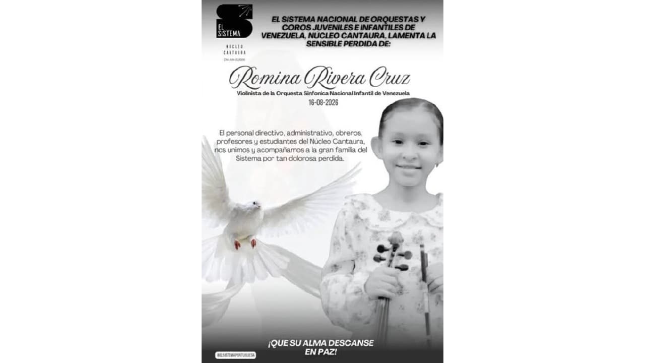 El Sistema Portuguesa lamenta la muerte de la violinista Romina Rivera.