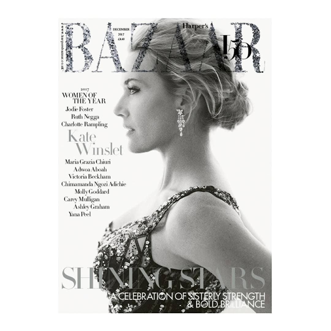 La actriz Kate Winslet también posó para los ojos de Lubomirski para una de las portadas del 150 aniversario de la revista Harper's Bazaar.
