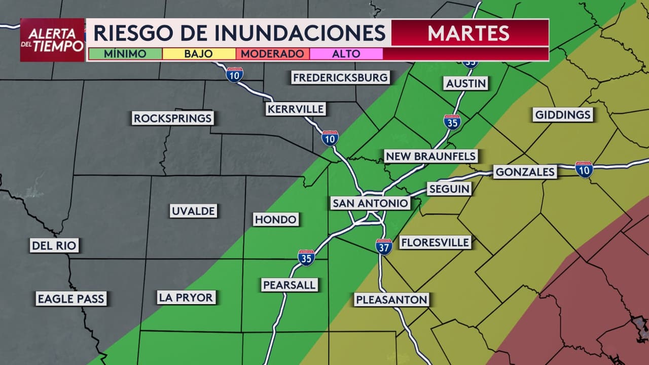 Martes: 🌧️⚠️ La lluvia continúa este martes en el Centro de Texas.
<br>
<br>Aunque no todos recibirán precipitaciones durante el día, el potencial de tormentas y aguaceros aislados seguirá presente.