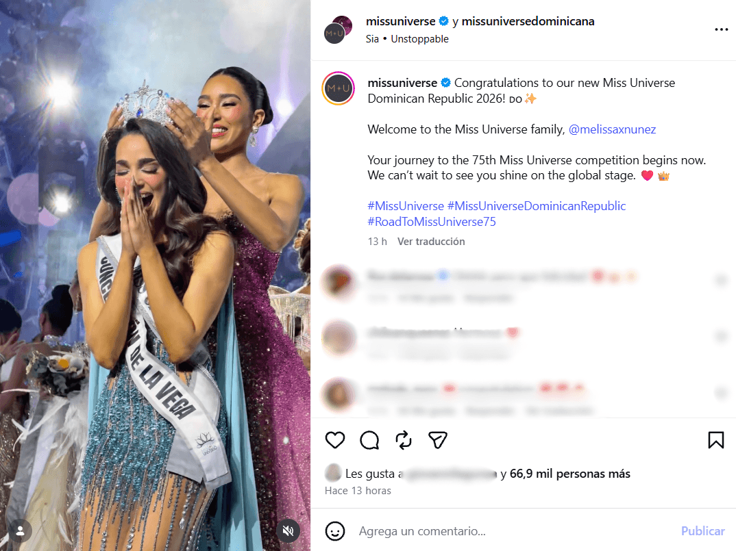Melissa Núñez fue coronada como Miss Universe República Dominicana 2026.