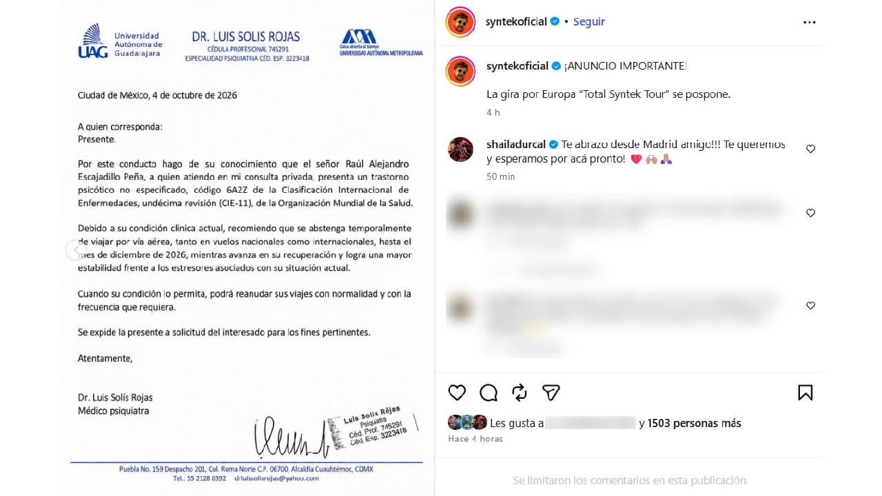 Psiquiatra de Aleks Syntek da parte médico.