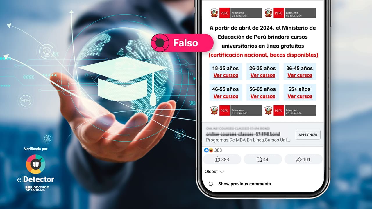 Es falso que los ministerios de Educación de Perú y Argentina ofrezcan esos cursos en línea gratuitos