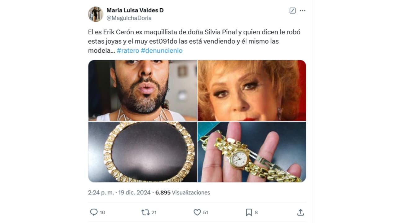 Estilista de tomó una foto con una de las joyas perdidas de Silvia Pinal.