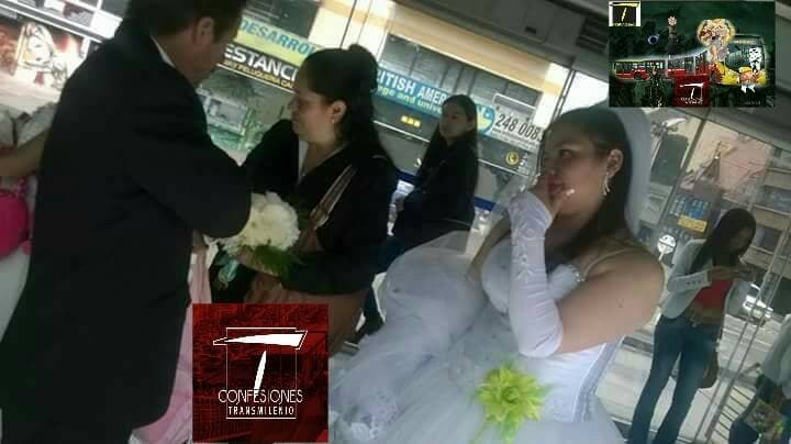 El 30 de septiembre subieron estas fotos de una novia que decidió ir a su boda en los buses de transporte público y despertaron cientos de comentarios.
