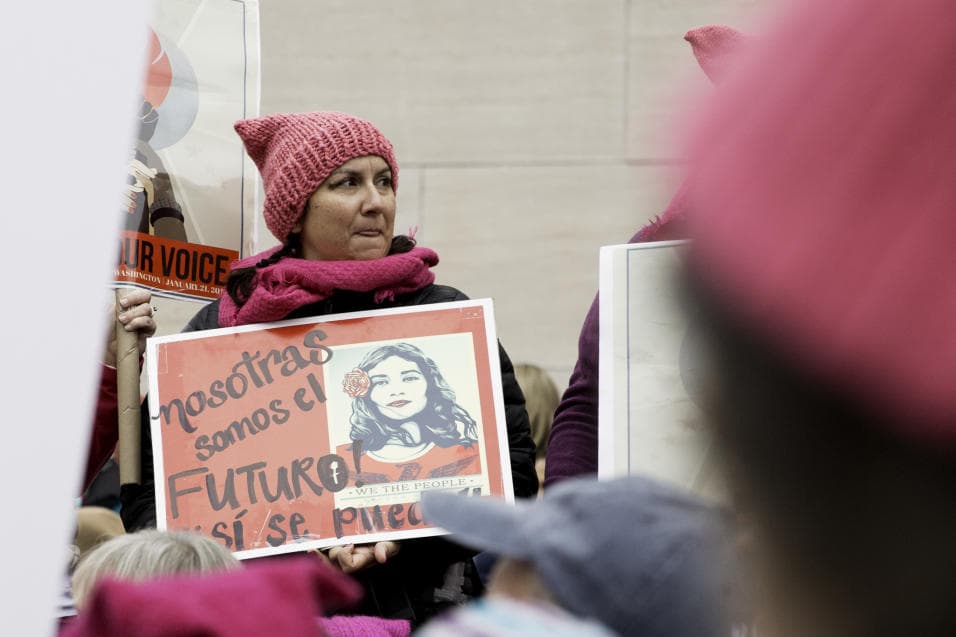 "We are the future," reads a sign in Spanish at the Women's March on Washington.