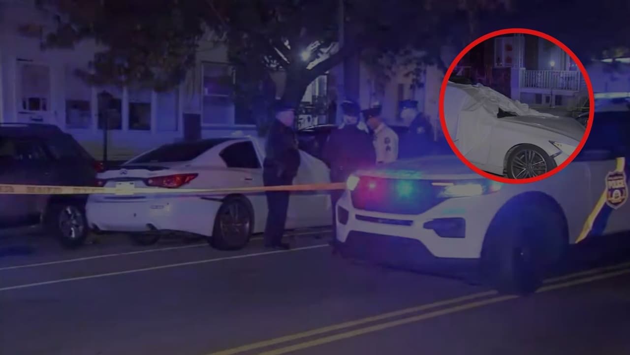 Hombre asesinado a tiros mientras conducía, choca contra autos estacionados en Juniata Park