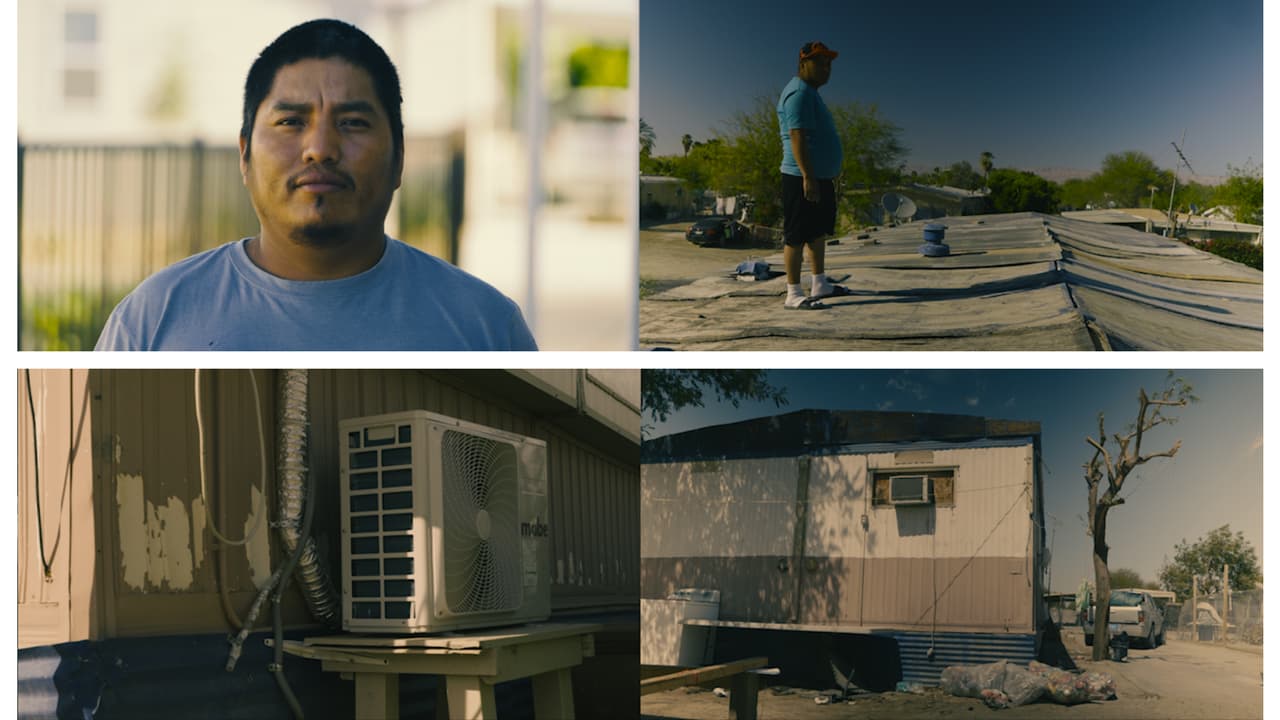 Pedro y su casa móvil en el lado este de Thermal.