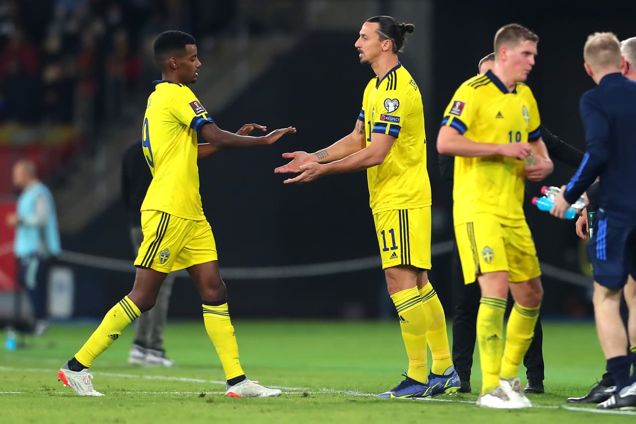 Zlatan Ibrahimovic of Sweden replaces teammate Alexander Isak.