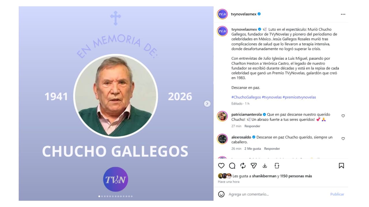 Chucho Gallegos murió a los 84 años.