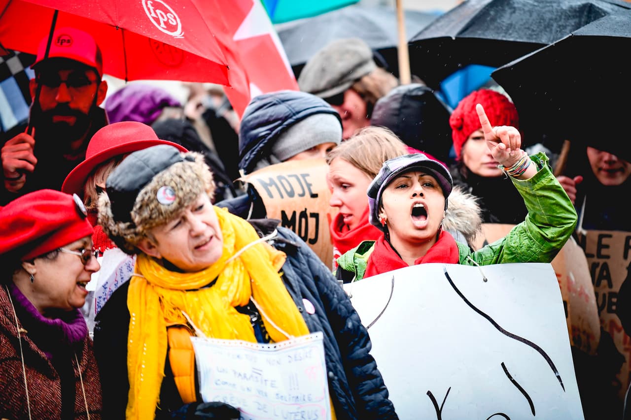 <b>Bruselas, Bélgica. </b>Una marcha de mujeres en la capital.
<br>