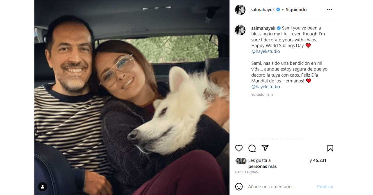 Salma Hayek felicitó a Sami por el Día del Hermano