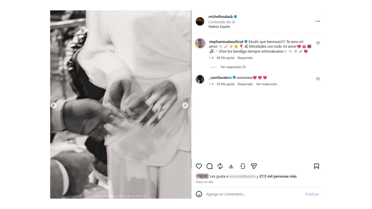 Michelle Salas compartió fotos inéditas de su boda religiosa en Madrid.