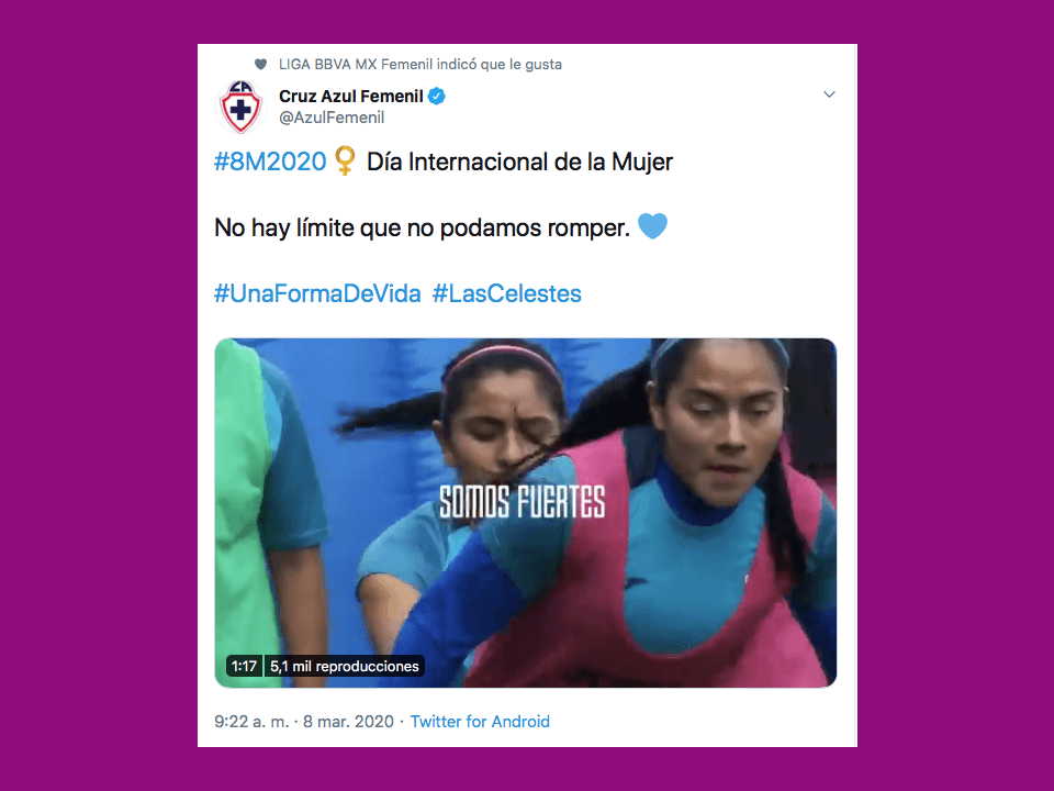 Hoy se conmemora la lucha de la mujer por sus derechos, para eliminar la violencia de género y generar más igualdad en cuanto a derechos y a salarios, para tener más autonomía y más liderazgo feminista. El deporte es una plataforma que impulsa al género femenino e incrementa su lucha para conseguirlo.