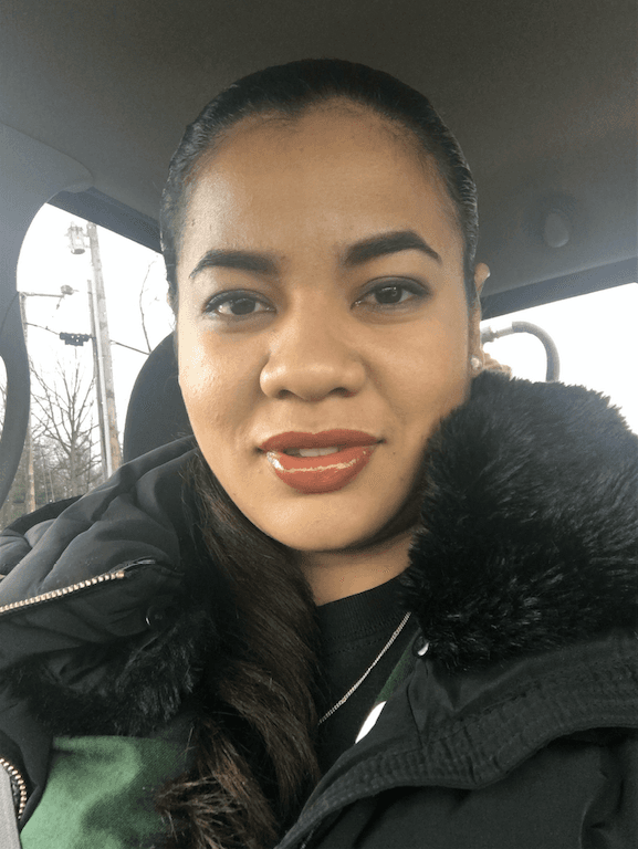 Maria Ocon in her car.