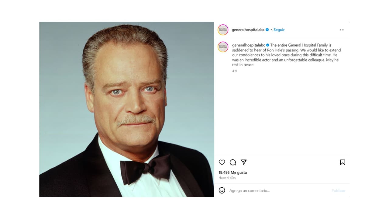 Así despidió el equipo de 'General Hospital' al actor de 78 años.
