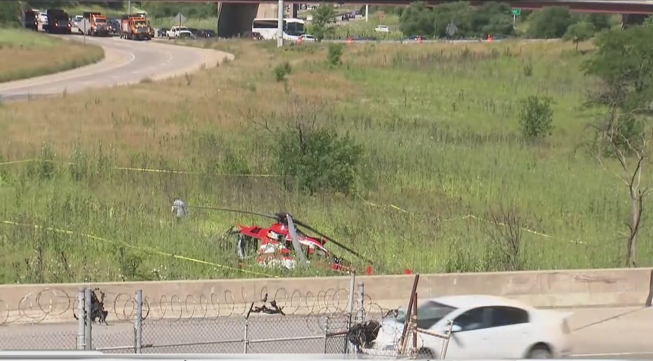 Un helicóptero médico se desploma en una concurrida autopista del sur de Chicago