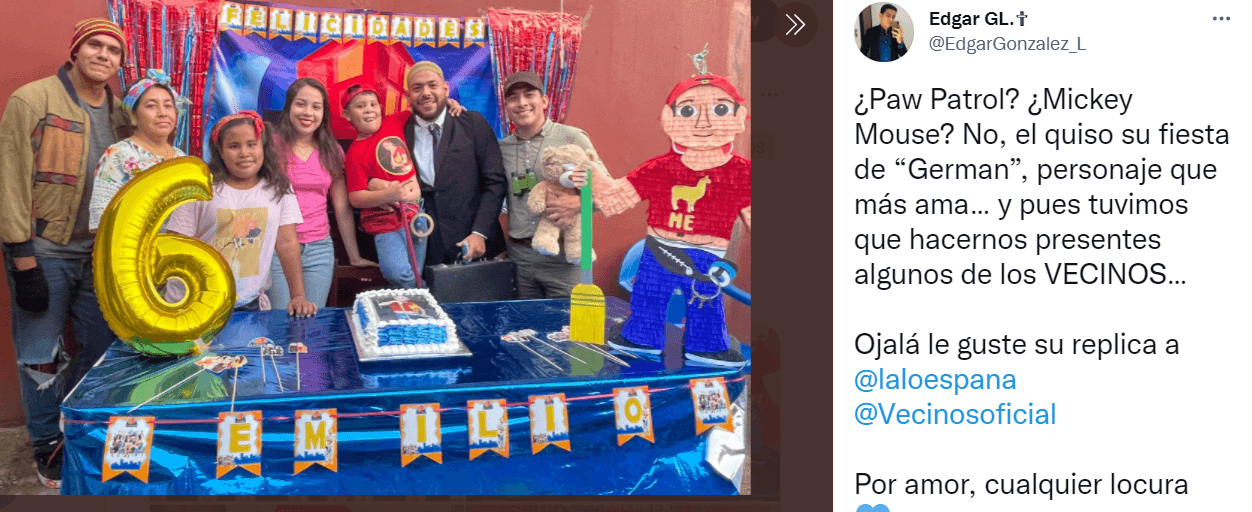 Niño celebra su cumpleaños con fiesta temática de Vecinos.