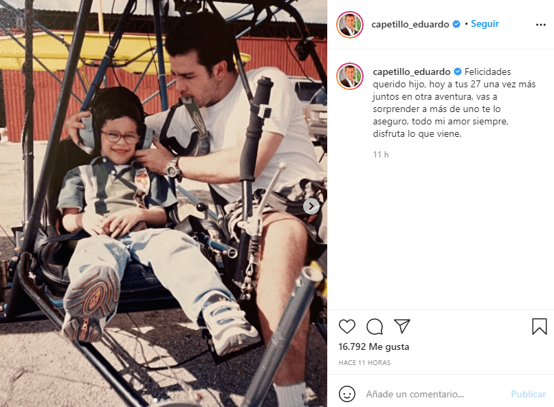 "Felicidades querido hijo, hoy a tus 27 una vez más juntos en otra aventura, vas a sorprender a más de uno te lo aseguro, todo mi amor siempre, disfruta lo que viene", redactó el ex Timbiriche.