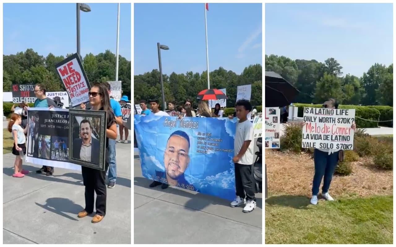 Decenas de personas protestan en el condado Gwinnett ante la investigación de los asesinatos de dos hispanos