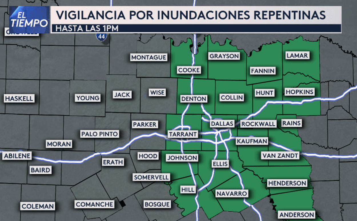 Anuncio de calles cerradas por inundaciones