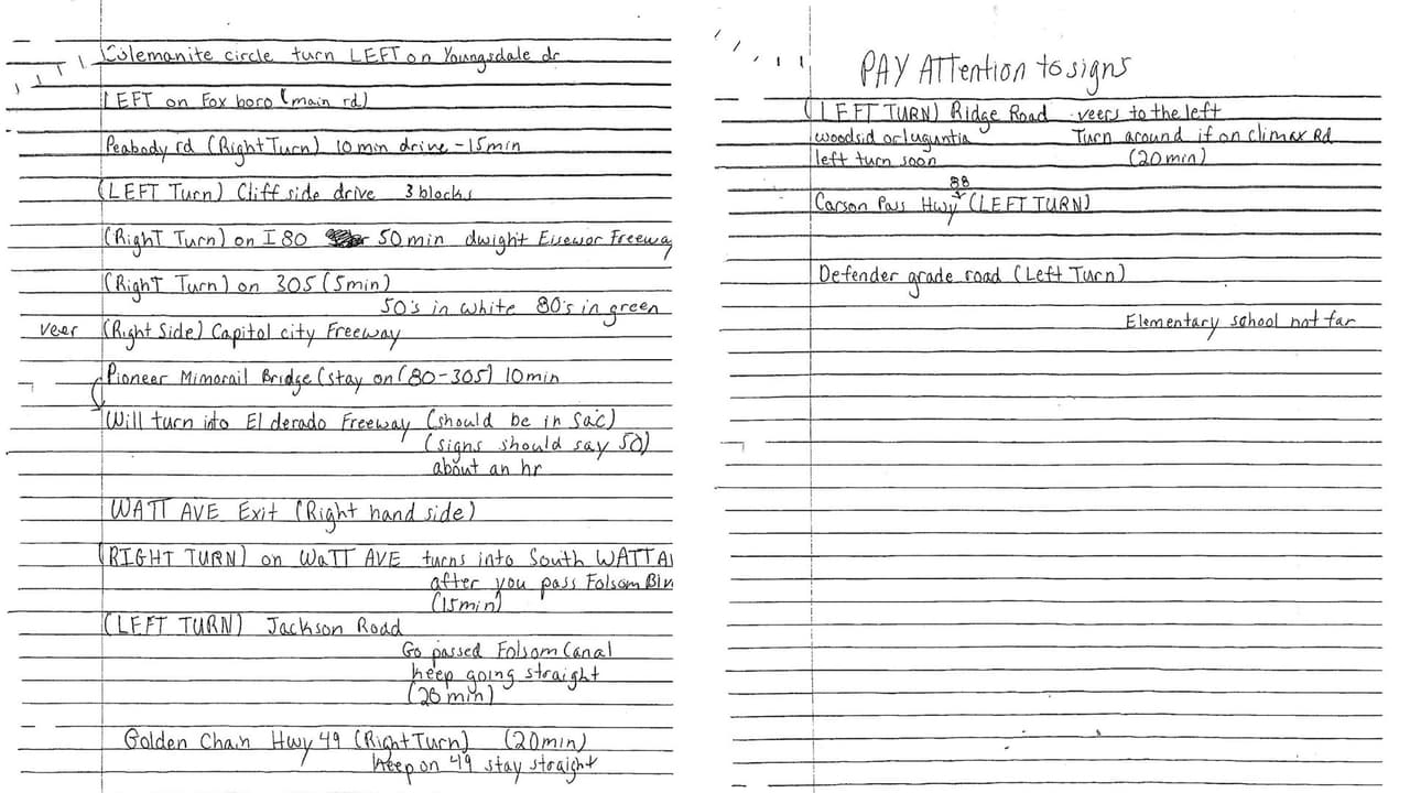 Estos son los apuntes de Marshall Curtis Jones y los investigadores creen que puede revelar el paradero del cuerpo de Alexis Gabe.