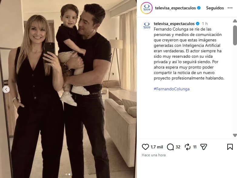 Fernando Colunga reaccionó a las fotos falsas sobre él, Blanca Soto y un niño.