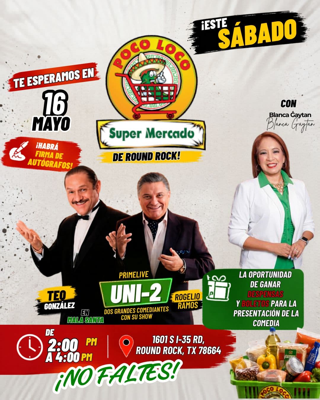 🎤😂 ¡ESTE SÁBADO TE ESPERAMOS EN POCO LOCO SUPERMERCADO DE ROUND ROCK! 😂🎤