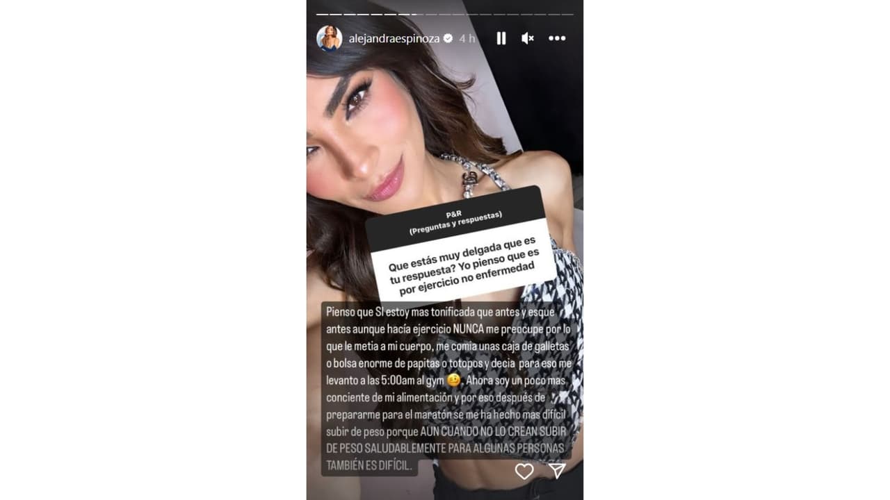 Alejandra Espinoza respondió a los señalamientos por estar "muy delgada".