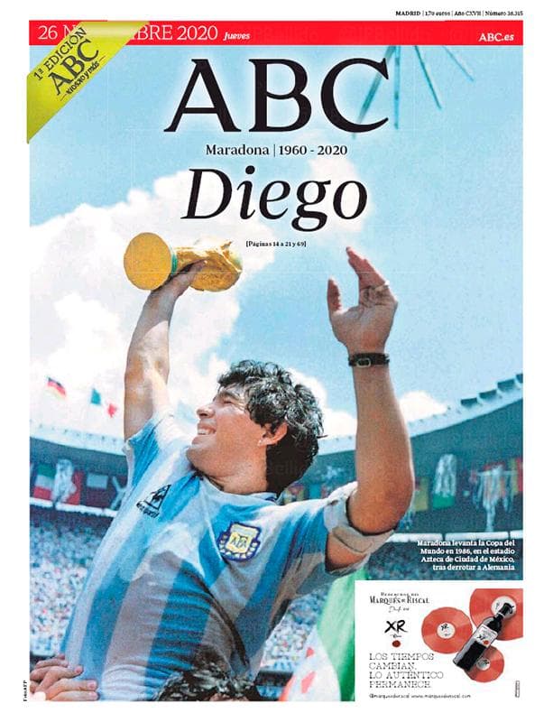 Así reaccionó la prensa mundial al fallecimiento de Maradona | El deceso de la leyenda argentina ocupó las portadas de los principales diarios alrededor del mundo.