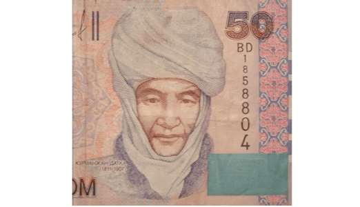 <h3 class="cms-H3-H3">Kurmanjan Datka (1811 - 1907)</h3>
<br>
<br>🪙
<b>Conocida como: </b>Mujer de Estado.
<br>
<br>🪙
<b> País:</b> Kirguistán.
<br>
<br>🪙
<b>Denominación: </b>50 som.
<br>