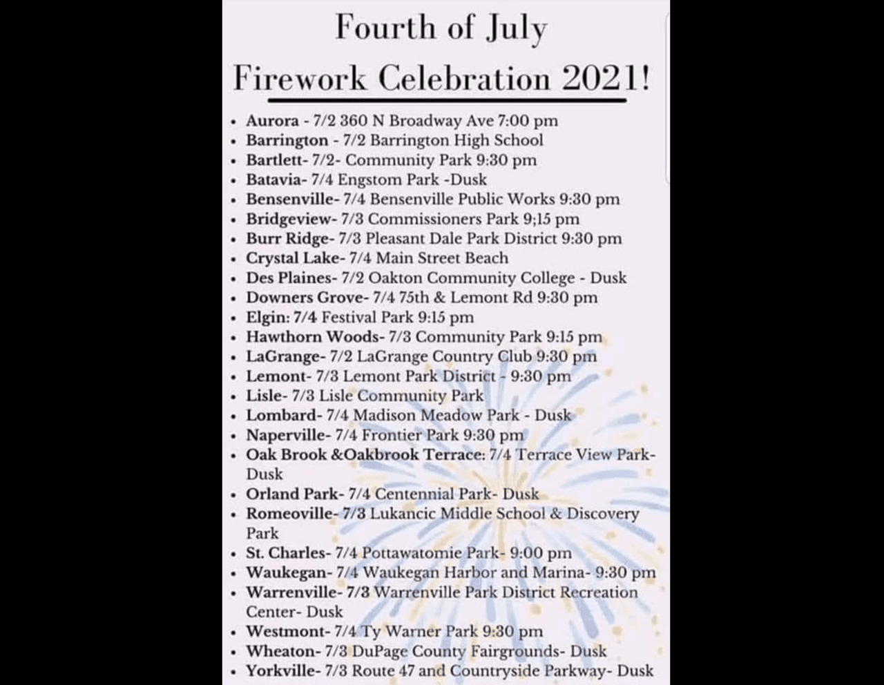 Algunos eventos dan comienzo a las siete de la noche; otros a las nueve o nueve y media. Así tiene la opción de escoger la mejor alternativa para su familia.