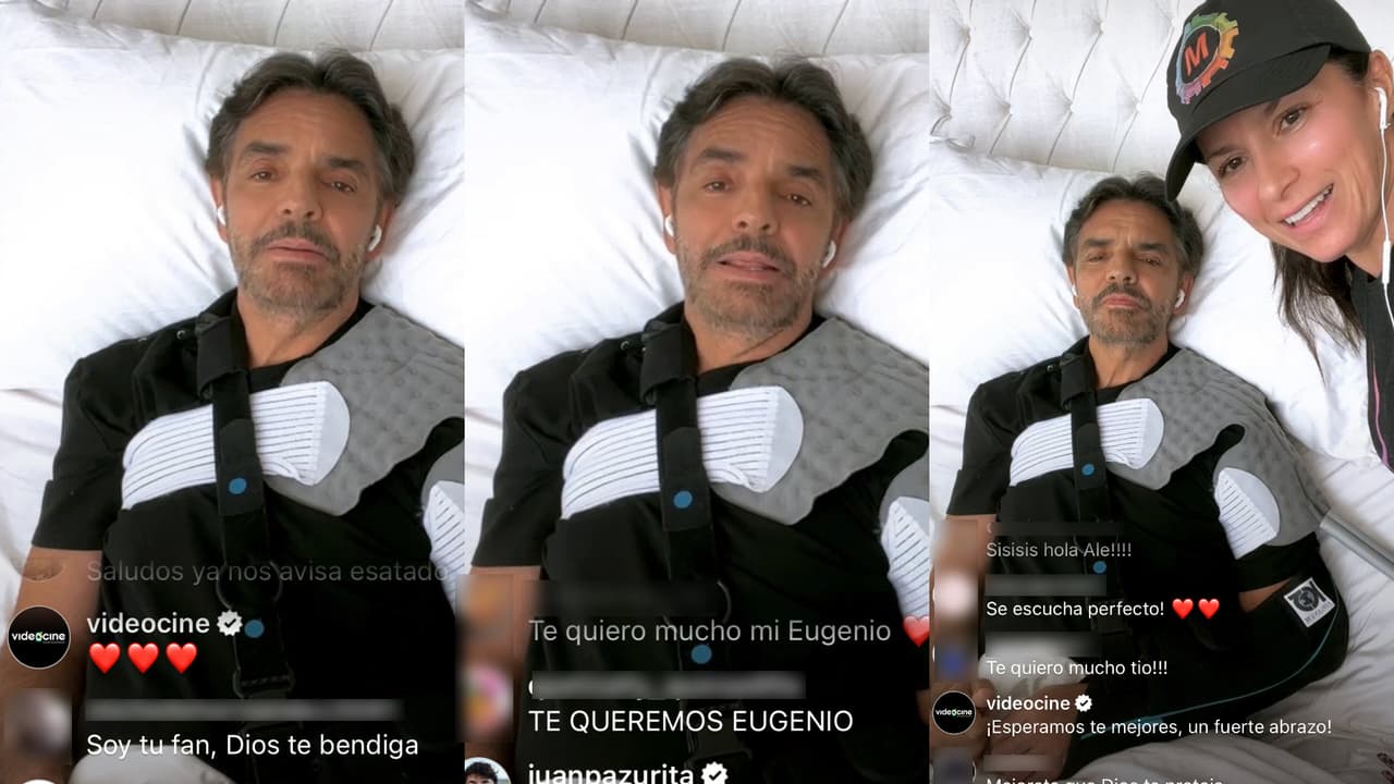 Eugenio Derbez apareció en la cama y con la mano inmovilizada para explicar cómo fue su accidente.