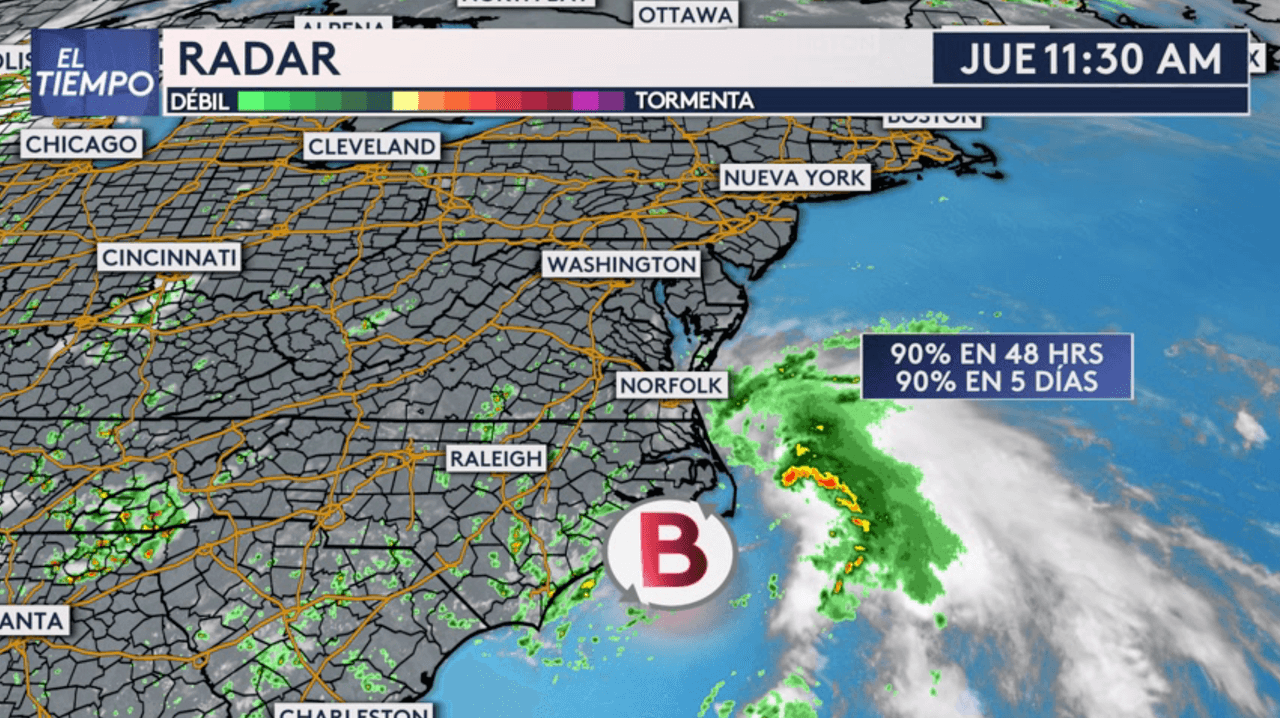 La posibilidad de desarrollo del sistema tropical era del 90% en la mañana del jueves.