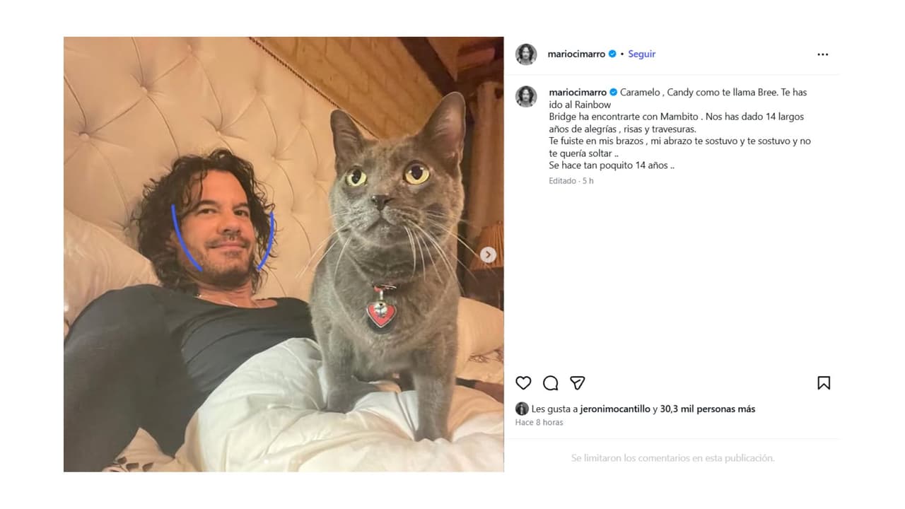 Así despidió Mario Cimarro a su mascota.