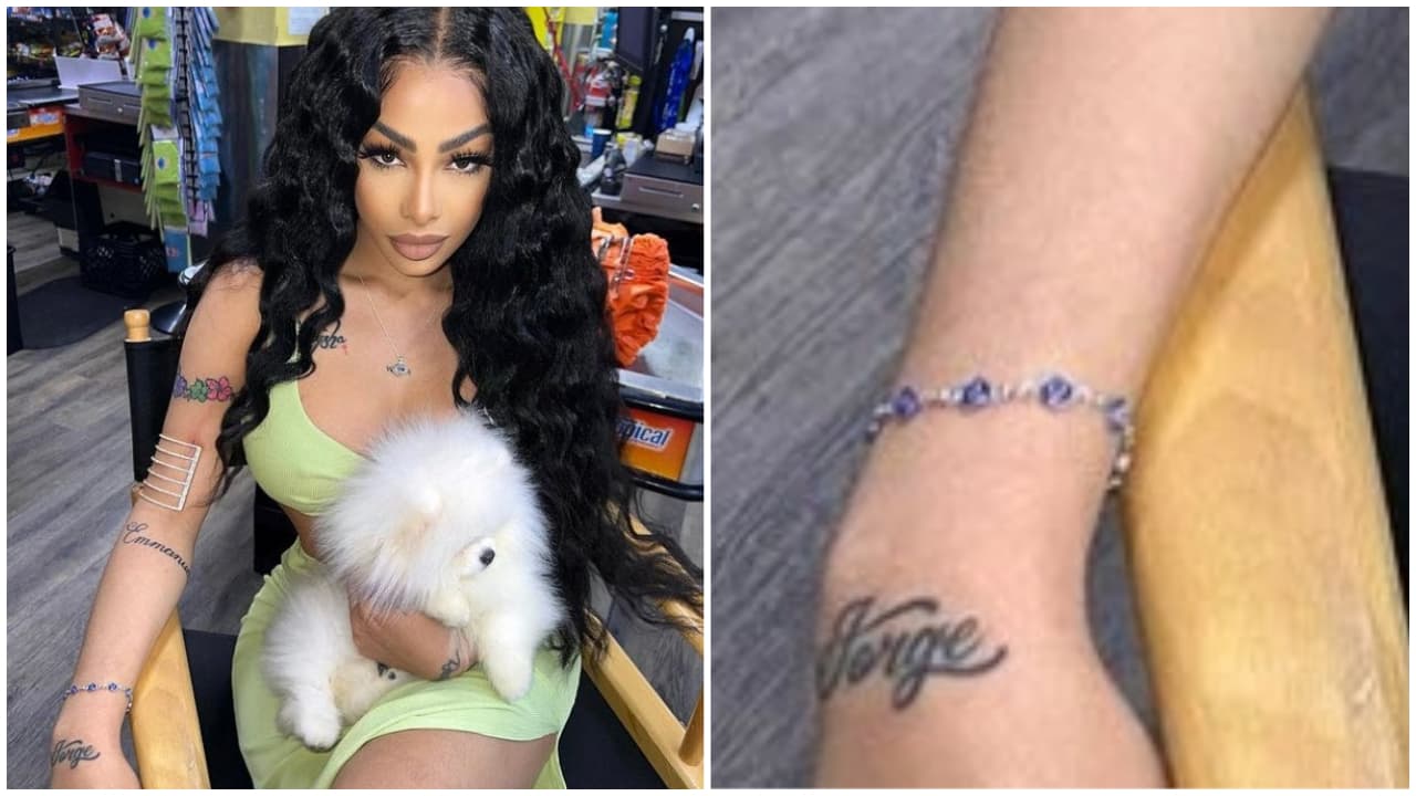 En la parte de la muñeca se lee "Jorge", que es el nombre de su fallecido padre, quien murió en un accidente de tránsito cuando la dominicana solo tenía 9 años.
<br>