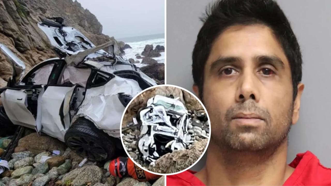 Conductor de Tesla se aventó a acantilado con su familia para matarlos a todos, según nuevos documentos, pero él lo niega